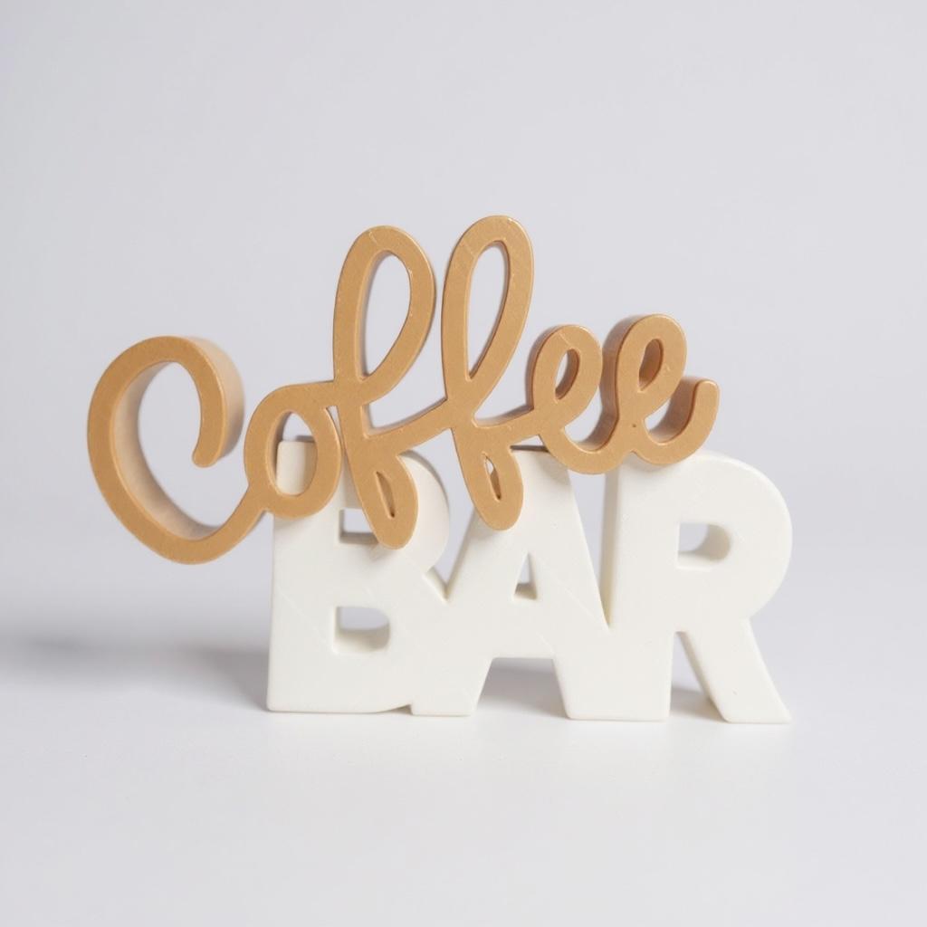 Coffee Bar Dekoratif Masaüstü Yazı | Modern Mutfak & Kahve Köşesi Dekoru (12 cm)