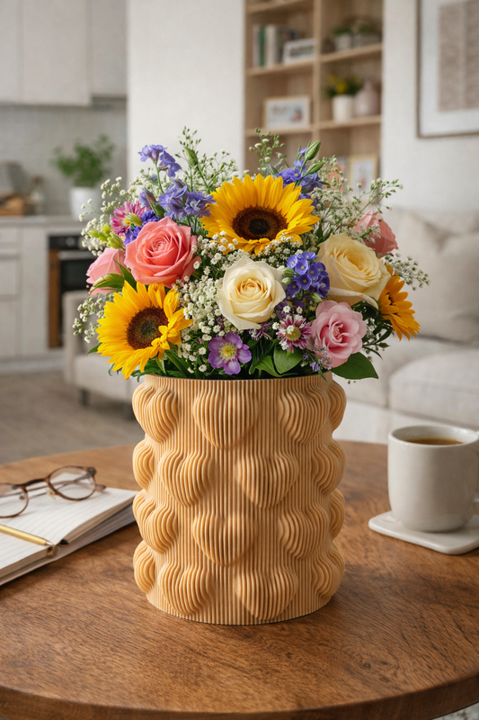 Modern Kalp Dalgası Tasarım 14x14 Dekoratif Vazo