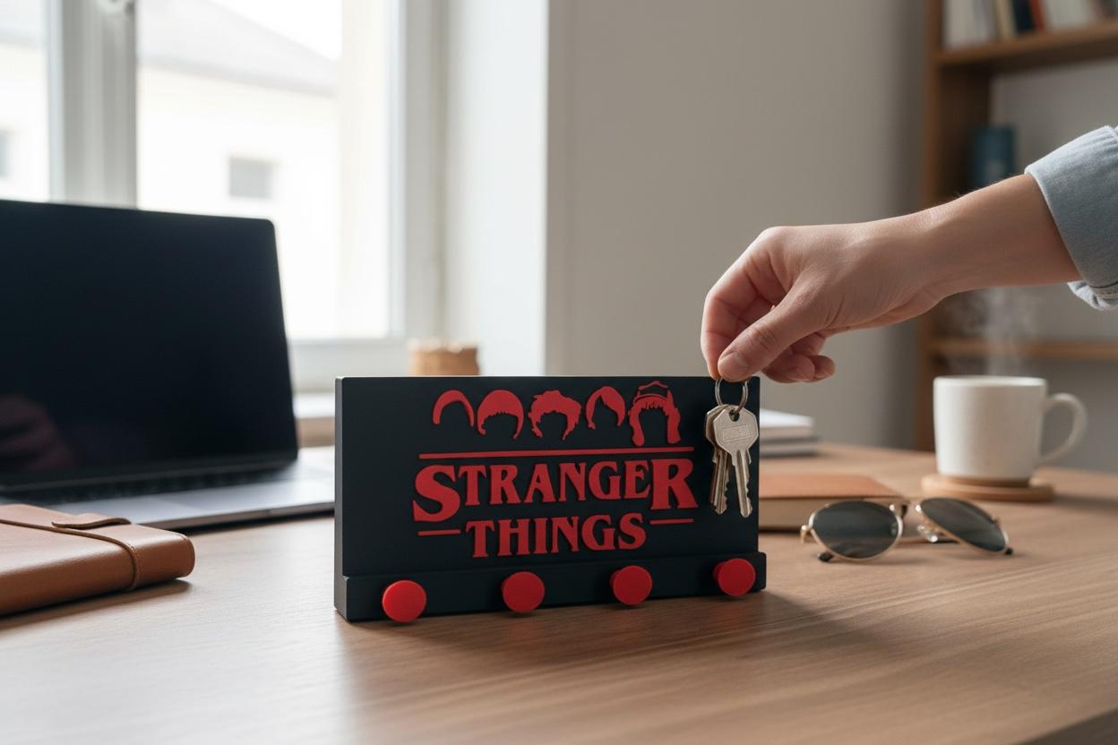 Stranger Things Temalı Duvar Anahtarlığı – Dekoratif Askılık (22 x 11 cm)
