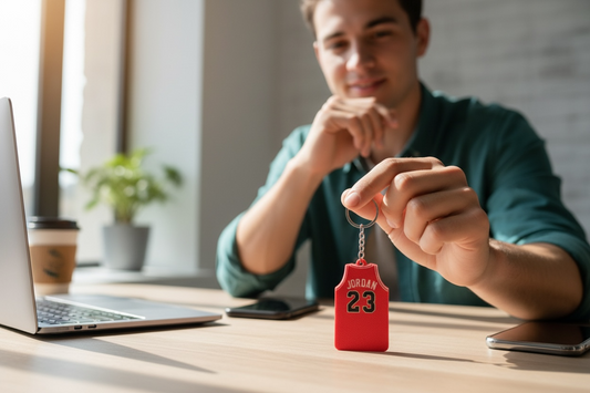 Basketbol Forma Tasarımlı Anahtarlık | 23 Numara Kırmızı Jersey Spor Anahtarlık