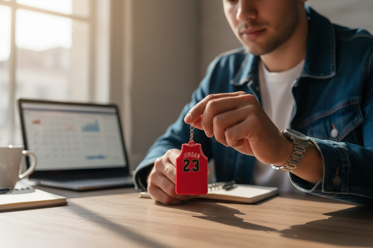 Basketbol Forma Tasarımlı Anahtarlık | 23 Numara Kırmızı Jersey Spor Anahtarlık