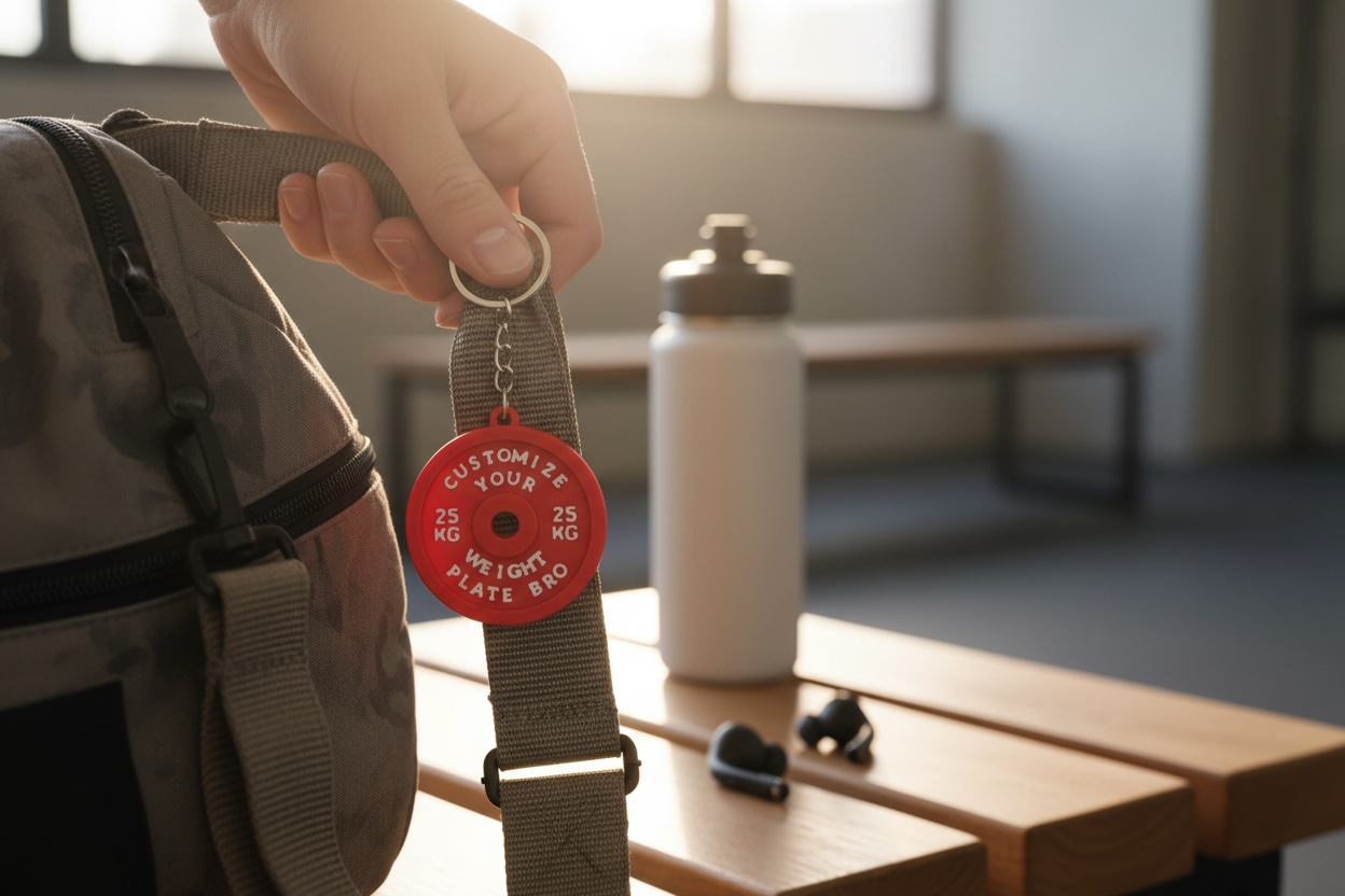 Ağırlık Plakası Tasarımlı Sporcu Anahtarlık | Gym & Fitness Temalı Dekoratif Anahtarlık