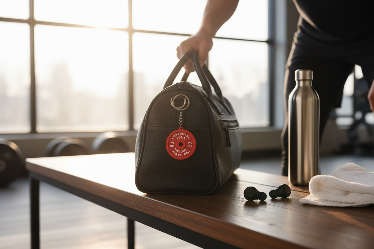 Ağırlık Plakası Tasarımlı Sporcu Anahtarlık | Gym & Fitness Temalı Dekoratif Anahtarlık