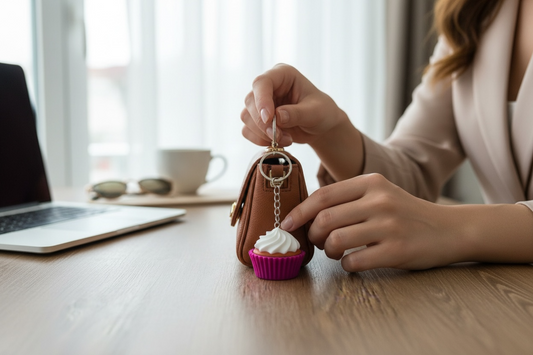 Cupcake Tasarımlı Click Keychain | Basıldığında “Click” Ses Çıkaran Eğlenceli Anahtarlık