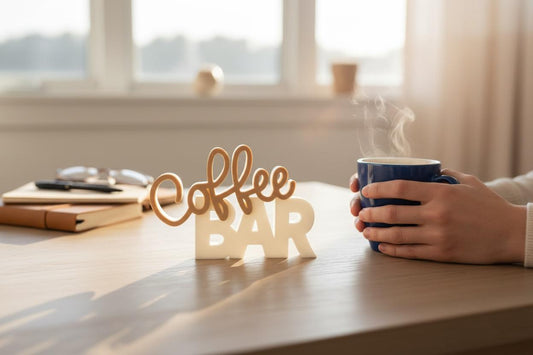 Coffee Bar Dekoratif Masaüstü Yazı | Modern Mutfak & Kahve Köşesi Dekoru (12 cm)